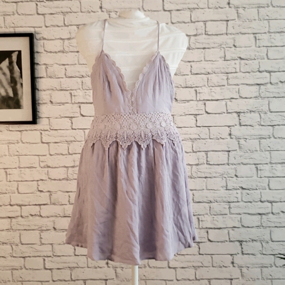 Lavender crochet mini dress